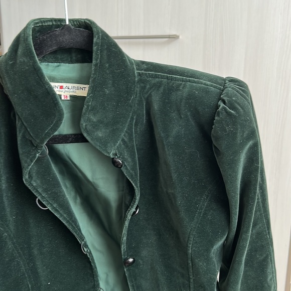 Vintage 70’s YSL Rive Gauche velours high neck blazer size 38 ( 4/6) emerald - Picture 11 of 12